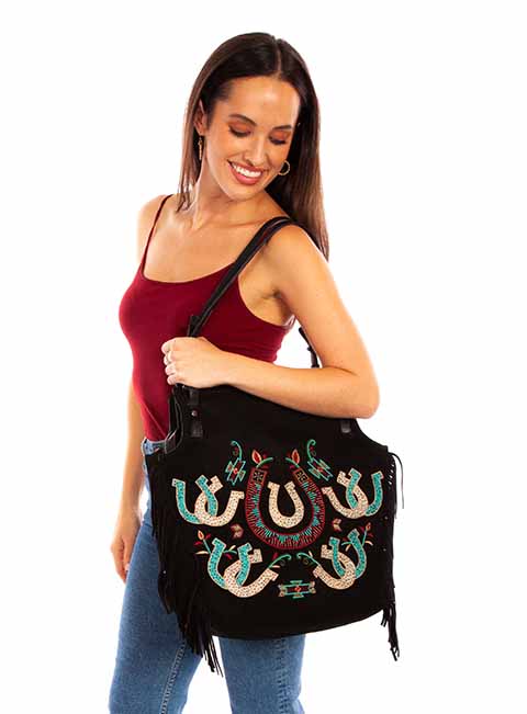 Scully Suede Fringe Horseshoe Tote