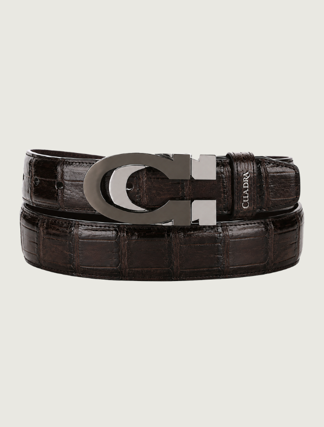 Cuadra Men's Alligator Belt in Chocolate