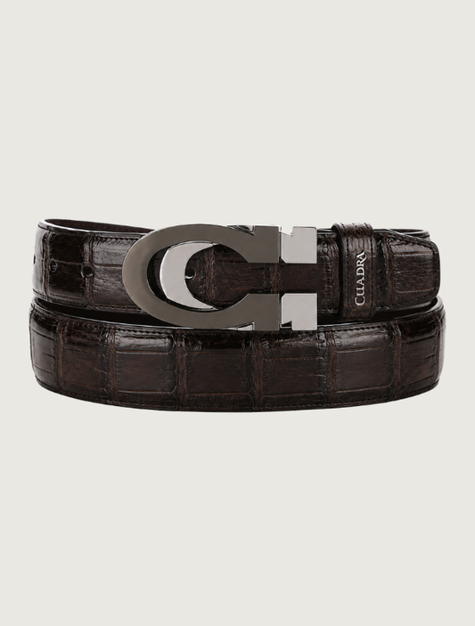 Cuadra Men's Alligator Belt in Chocolate