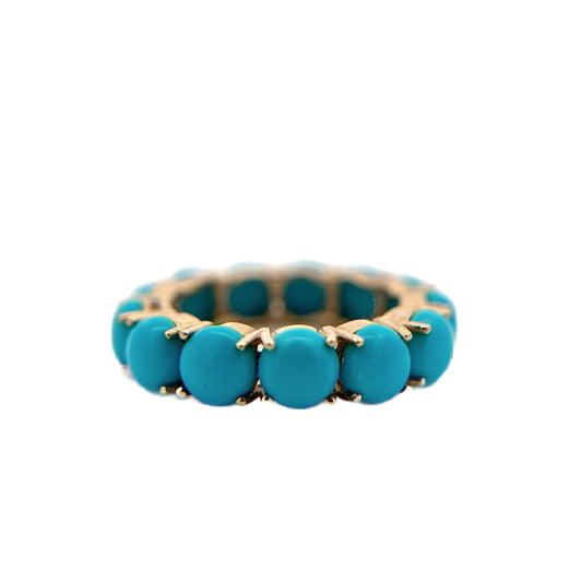 14K Yellow Gold Sleeping Beauty Turquoise Cabochon Ring