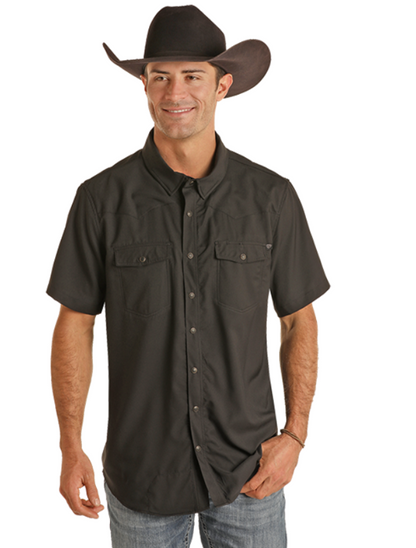 Rock & Roll Denim Men's TEK Short Sleeve Ripstop Snap Shirt