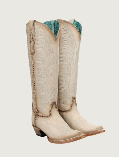Corral Bone Woven & Metallic Welt Tall Top Cowgirl Boots