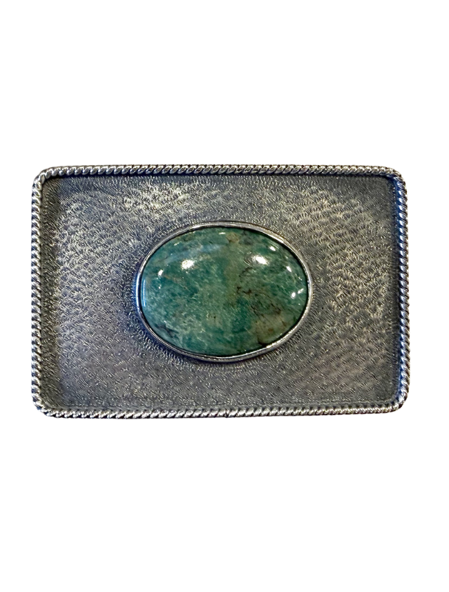 Clint Orms Bowie 1604 Center Turquoise with Rope Edge Trophy Buckle