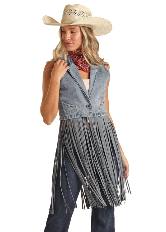 Fringe Denim Fashion Vest