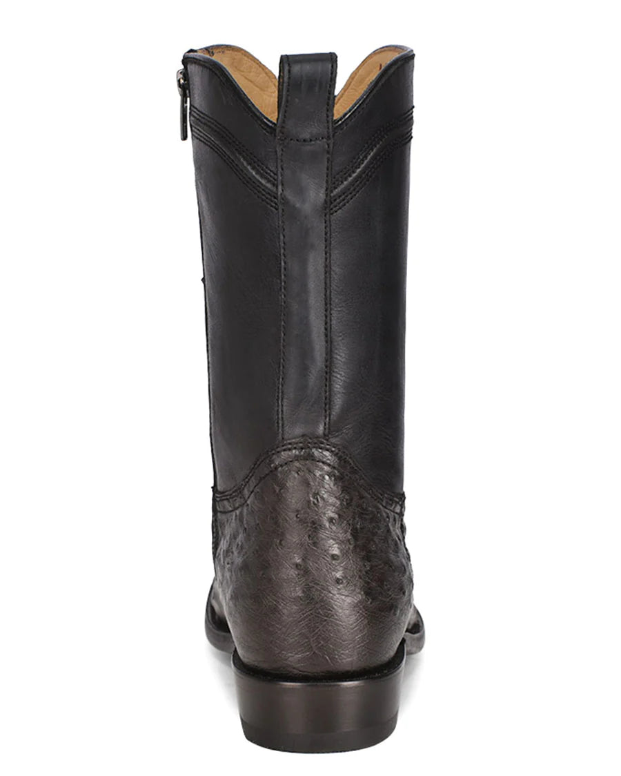 Corral Men's Grey Ostrich Embroidery and Zipper J Toe Boots