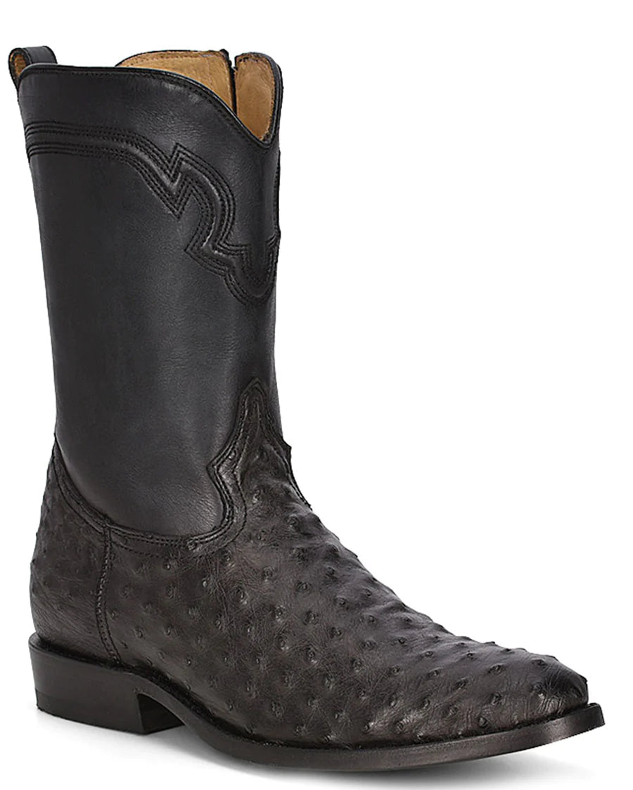 Corral Men's Grey Ostrich Embroidery and Zipper J Toe Boots