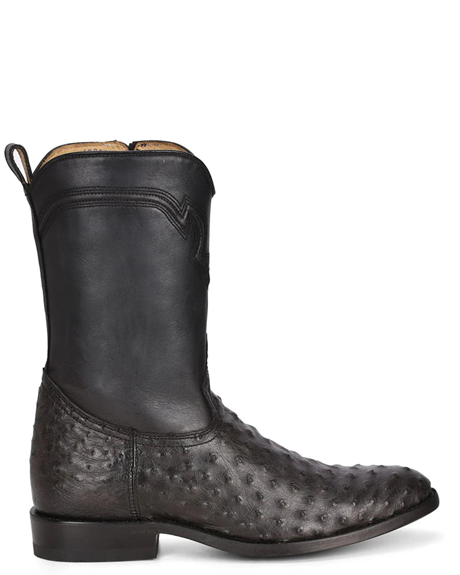 Corral Men's Grey Ostrich Embroidery and Zipper J Toe Boots