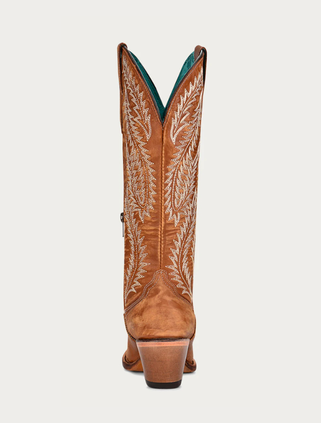 Back of Corral Tall Tan Cowboy Boots for women 