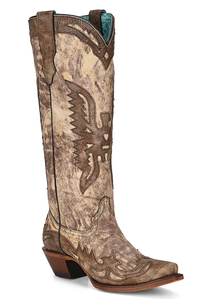 Corral Taupe Brown Eagle Overlay Boots