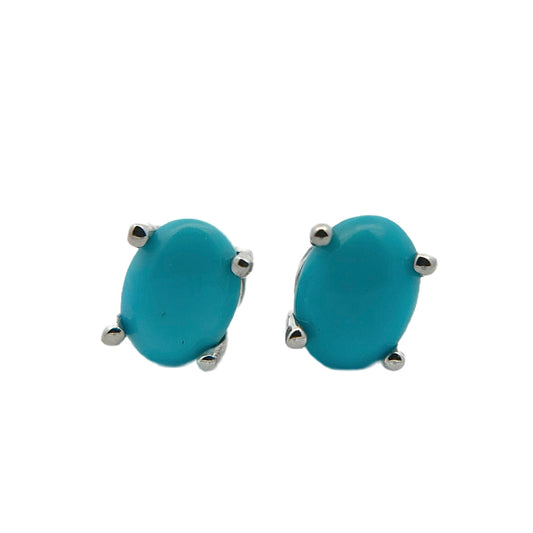 18K White Gold Sleeping Beauty Turquoise Studs