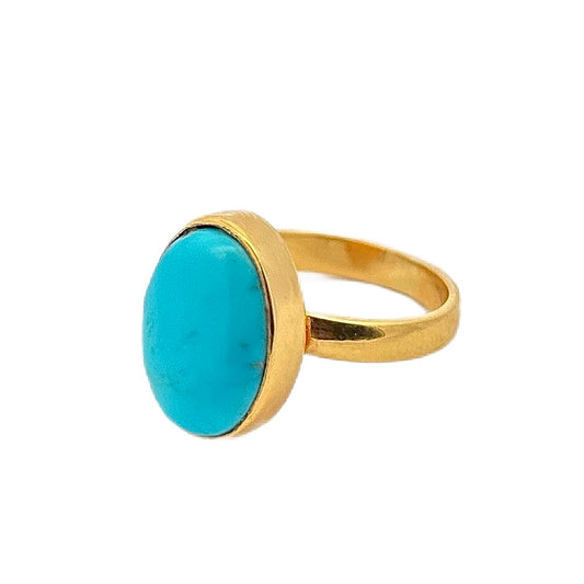 14K Yellow Gold Sleeping Beauty Turquoise Ring