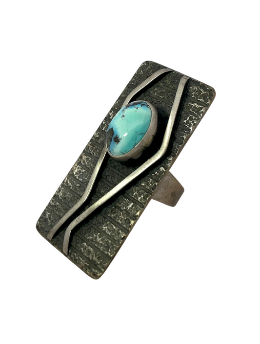 Three quarter view of Daniel Benally Sterling Silver Turquoise Ring