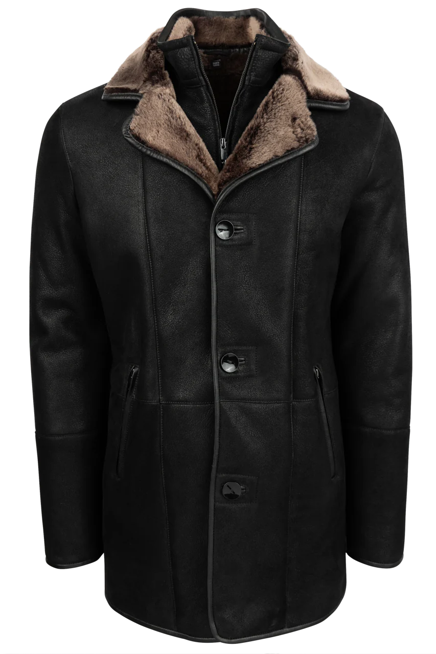 Pinto Ranch Black/Brown Shearling Coat