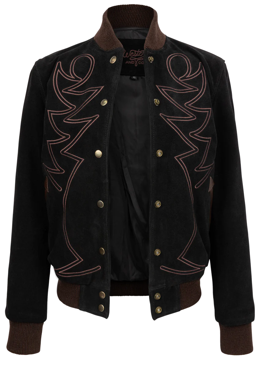 Western & Co. Embroidered Black Bomber Jacket