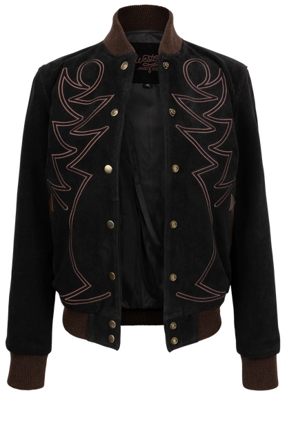 Western & Co. Embroidered Black Bomber Jacket