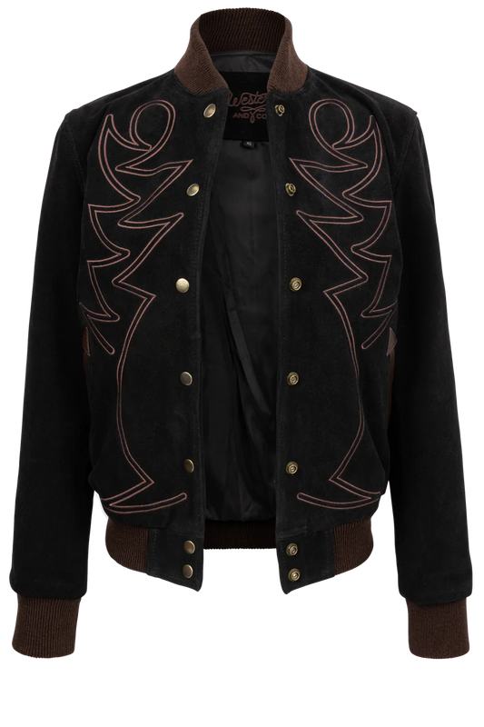 Western & Co. Embroidered Black Bomber Jacket