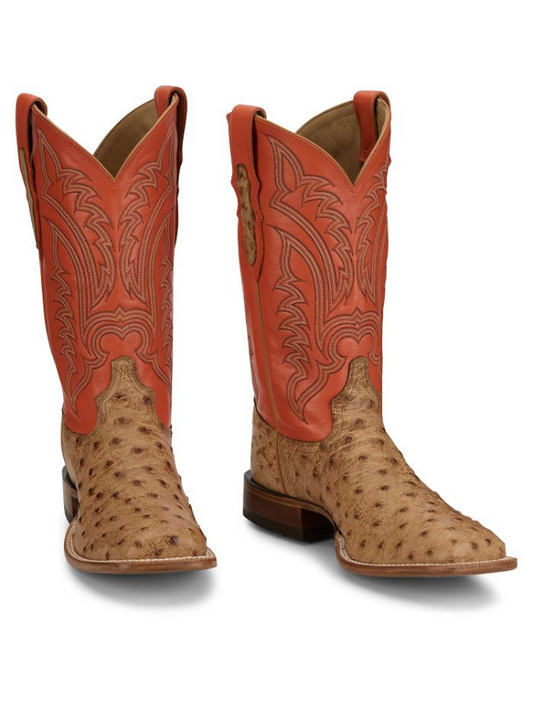 Tony Lama Men's Damilano 13" Full Quill Ostrich Boots in Umber