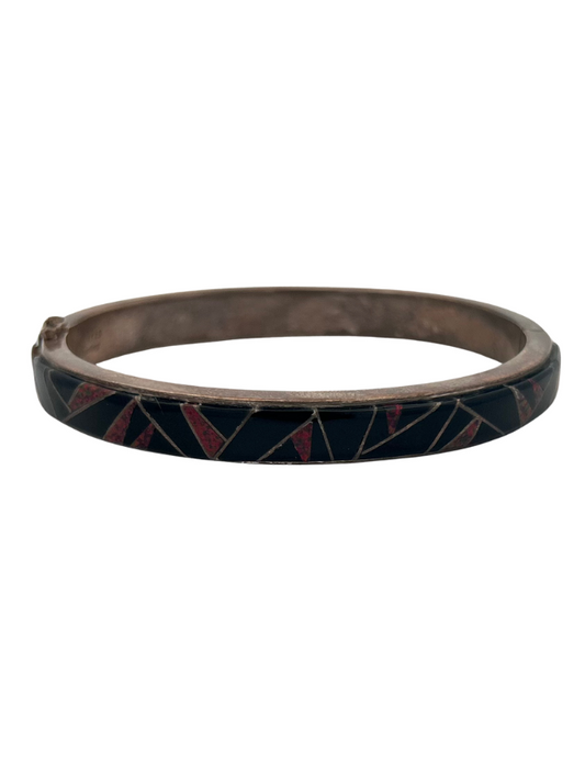 Front view of the Ferris Sterling Silver Inlay Bangles Bracelet