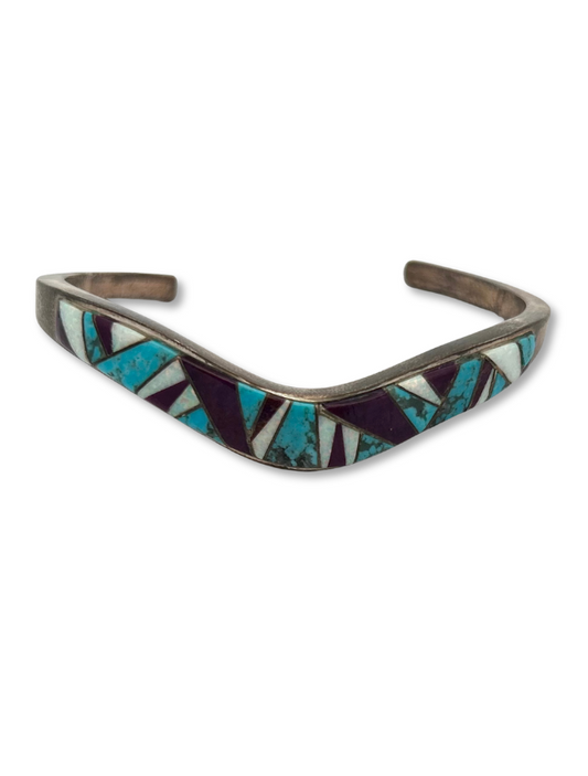 Front view of the Ferris Sterling Silver Multicolor Inlay Bracelet