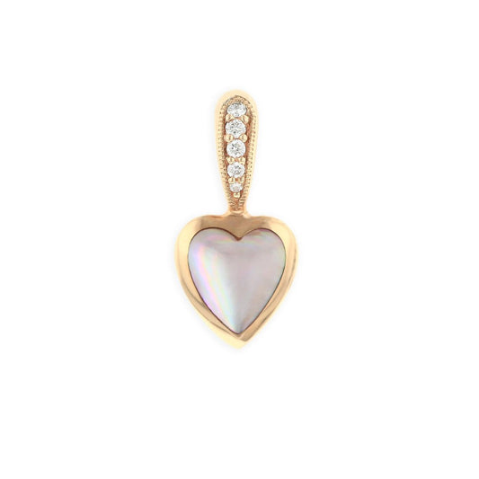 Kabana 14K Rose Gold Pink Mother of Pearl & Diamond Heart Pendant