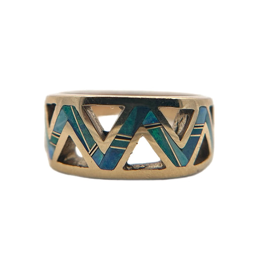 14K Yellow Gold Opal Inlay Ring