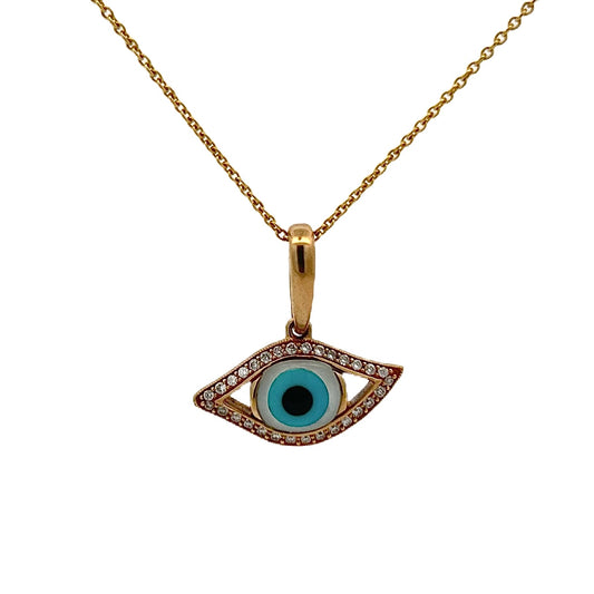 Kabana 14K Yellow Gold Turquoise, Mother of Pearl & Diamond Evil Eye Necklace