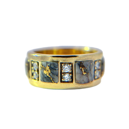 14K Yellow Gold Gold Quartz & Diamond Band