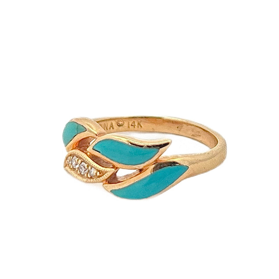 Kabana 14K Yellow Gold Turquoise & Diamond Ring