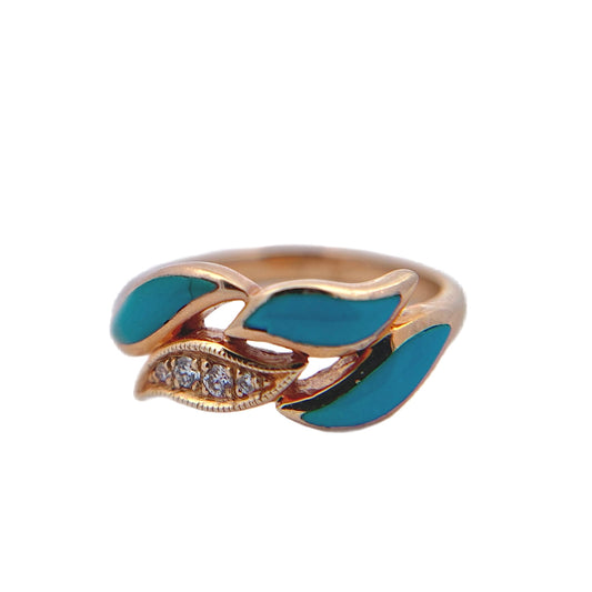 Kabana 14K Yellow Gold Turquoise & Diamond Ring