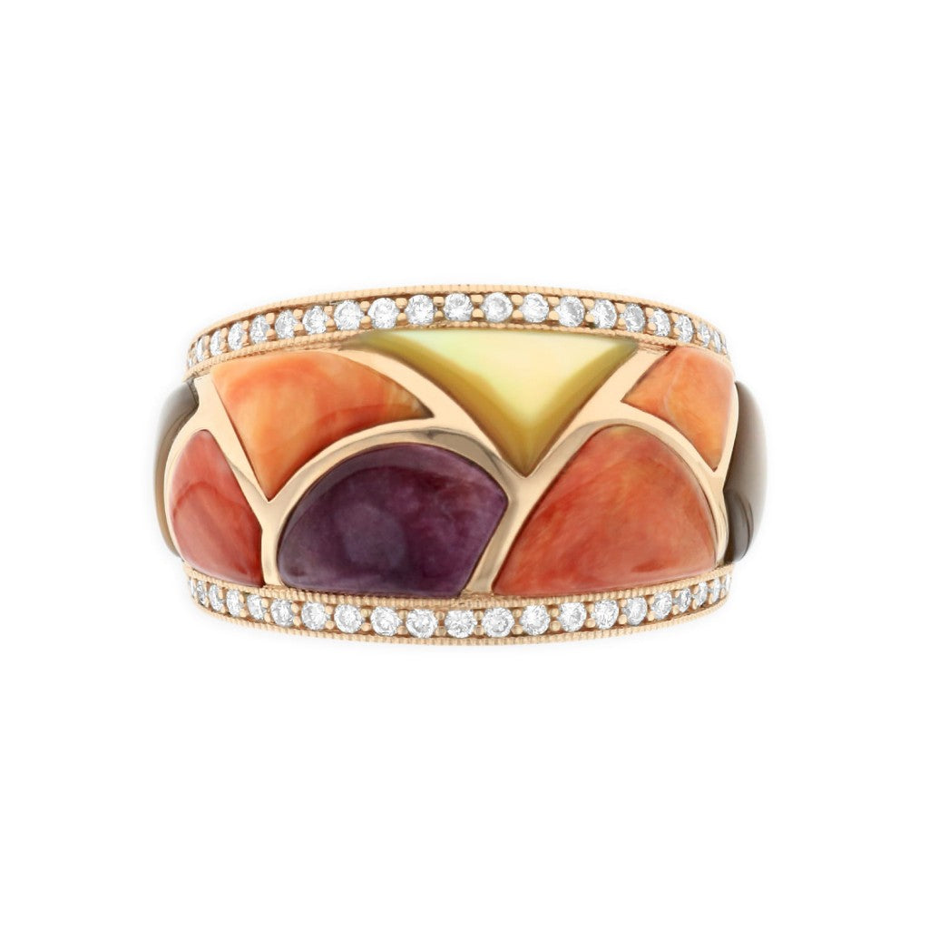 Kabana 14KT Rose Gold Ring With Inlay & Diamonds