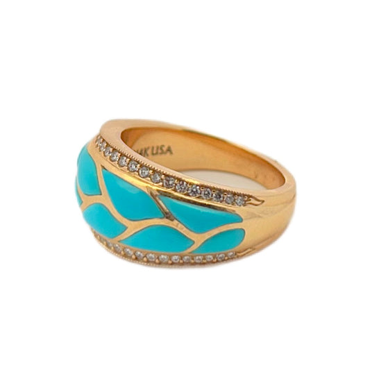 Kabana 14K Yellow Gold Turquoise & Diamond Ring