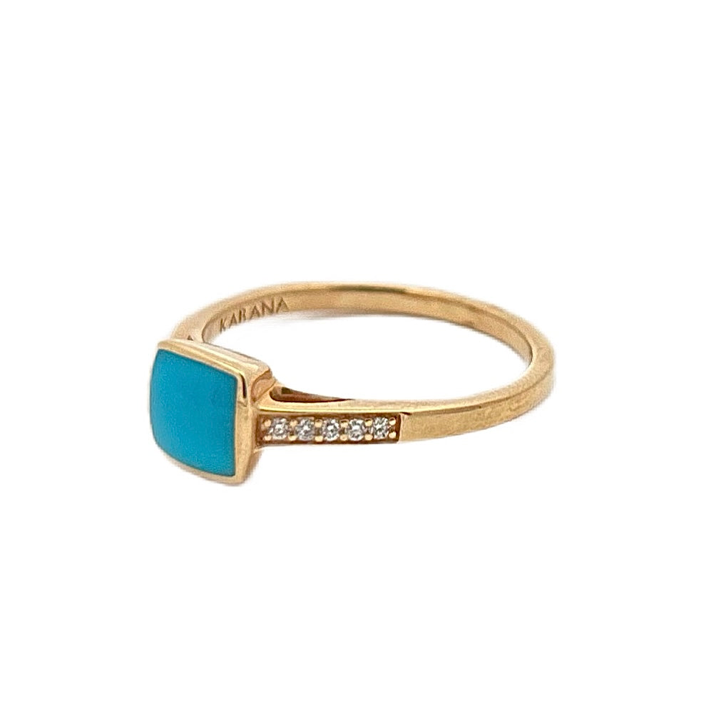 Kabana 14K Yellow Gold Turquoise & Diamond Ring