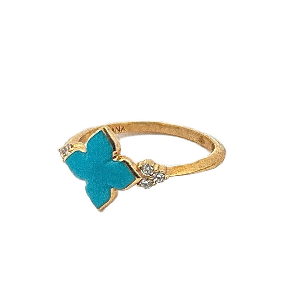 Kabana 14K Yellow Gold Turquoise & Diamond Ring