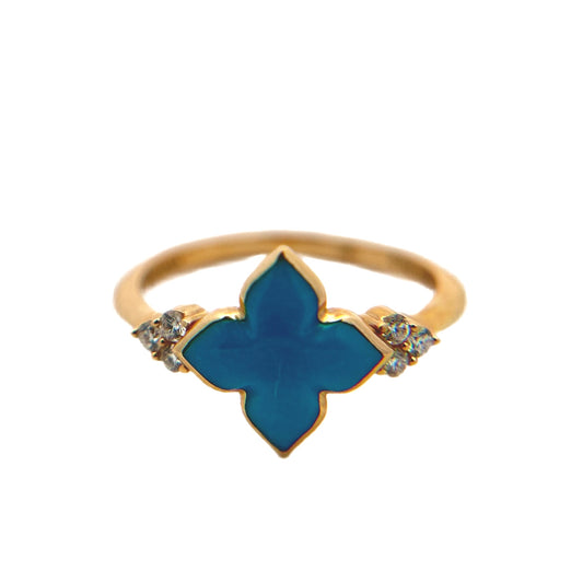 Kabana 14K Yellow Gold Turquoise & Diamond Ring