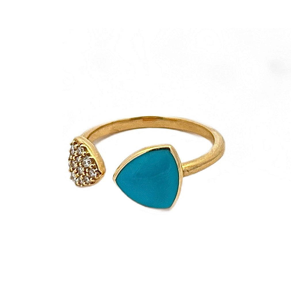 Kabana 14K Yellow Gold Turquoise & Diamond Ring