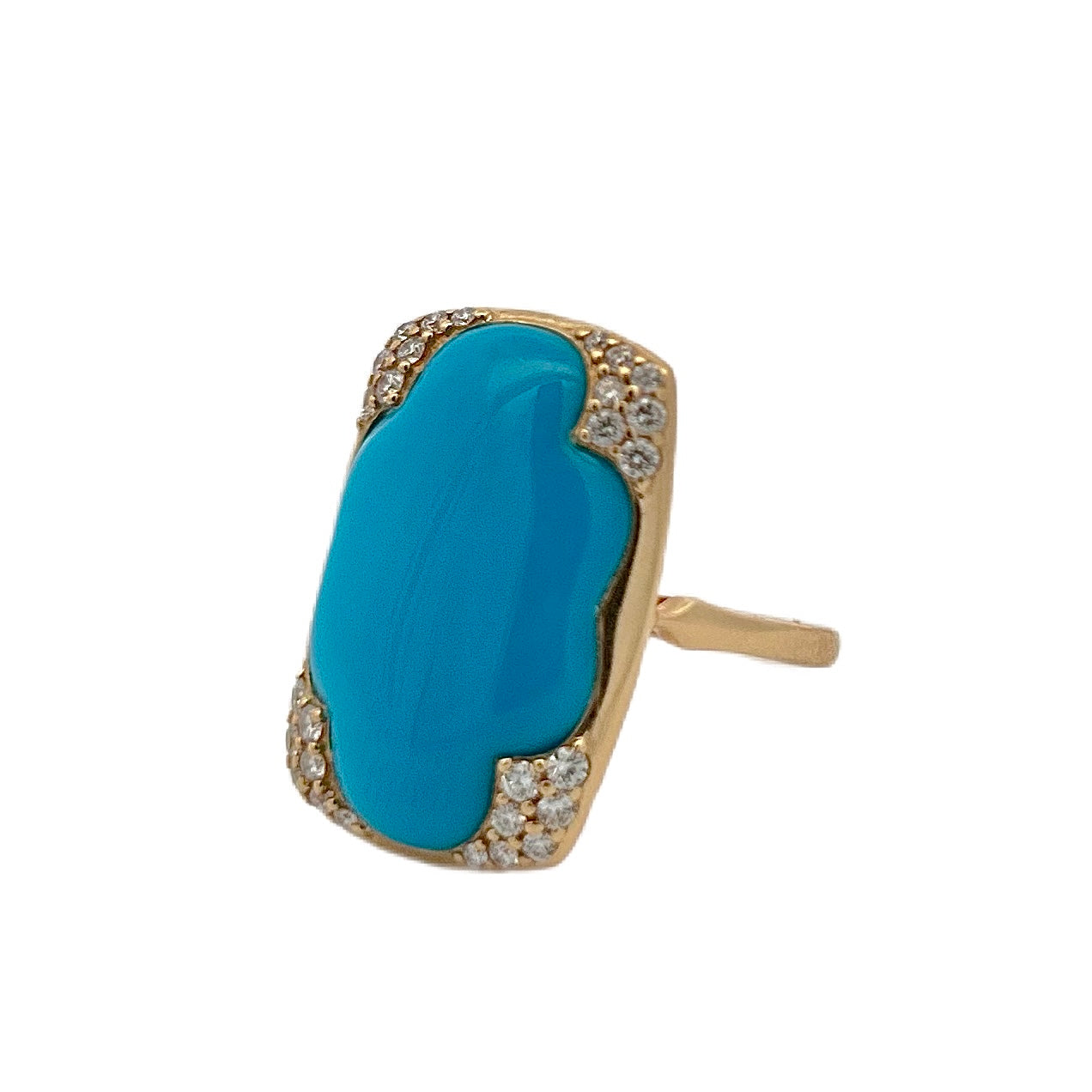 Kabana 14K Yellow Gold Turquoise & Diamond Ring