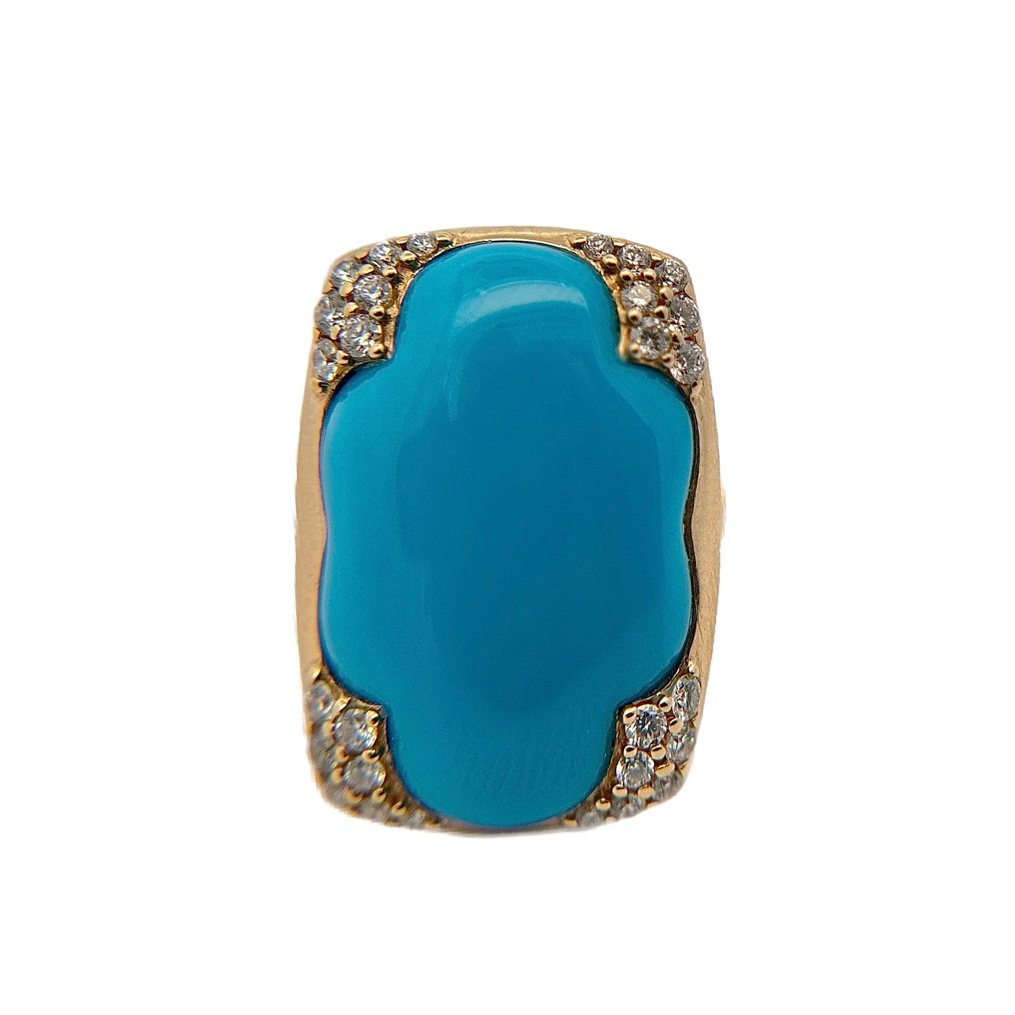 Kabana 14K Yellow Gold Turquoise & Diamond Ring