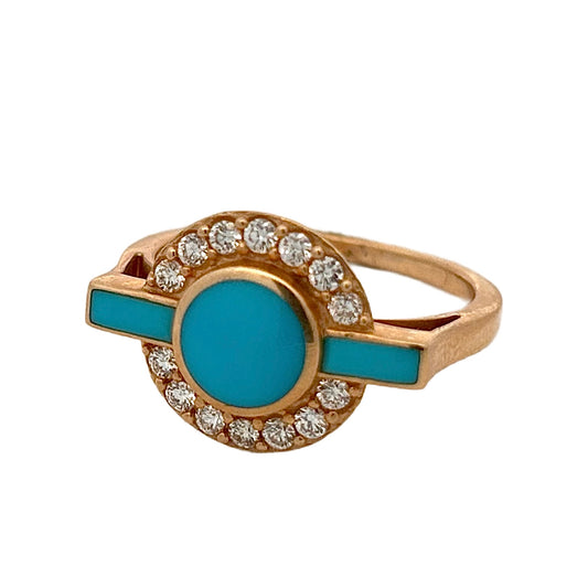 Kabana 14K Yellow Gold Turquoise & Diamond Ring