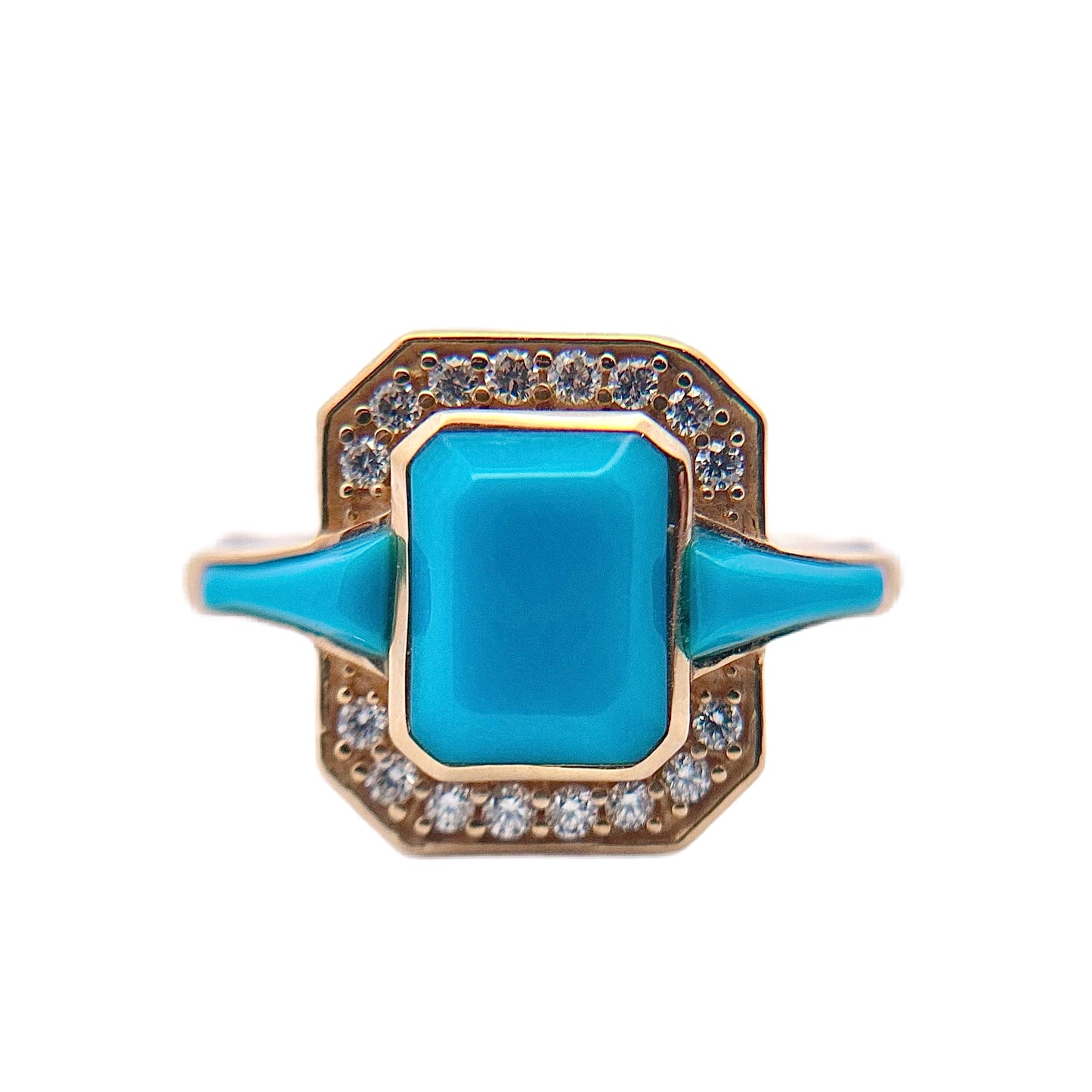 Kabana 14K Yelow Gold Turquoise & Diamond Ring