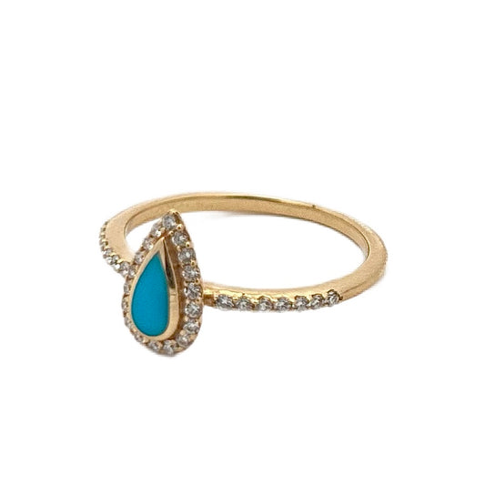 Kabana 14K Yellow Gold Turquoise & Diamond Ring