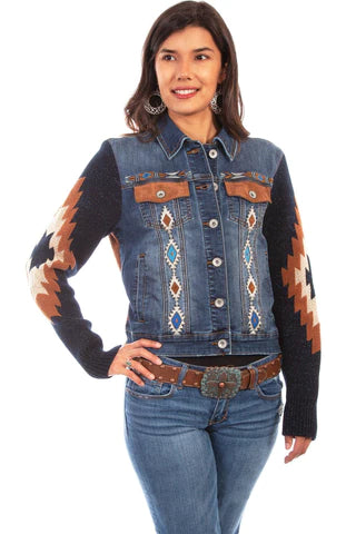 Scully Aztec Embroidered Denim Jacket