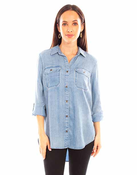 Scully Women's X Stitch Shirt with Lace Up Back