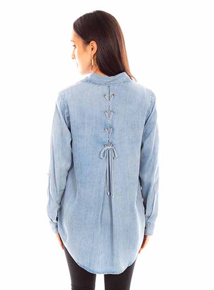 Scully Women's X Stitch Shirt with Lace Up Back