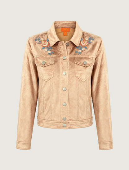 Scully Women's Burgundy Velvet Floral Embroidered Jacket