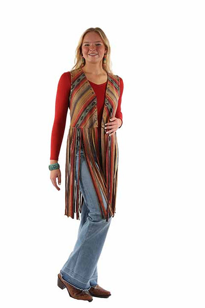 Scully Women's Serape Print Fringe Vest