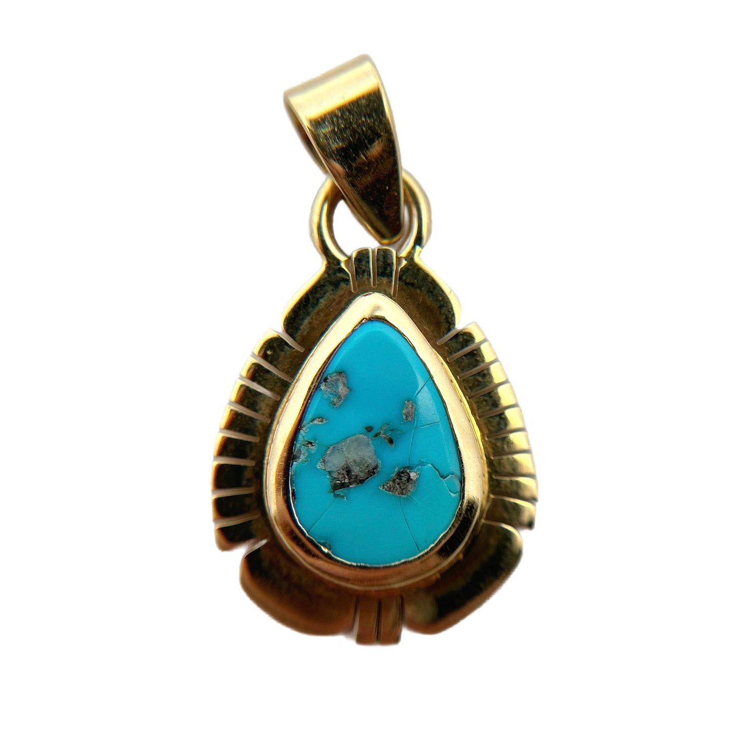 14K Yellow Gold Kingman Turquoise Pendant