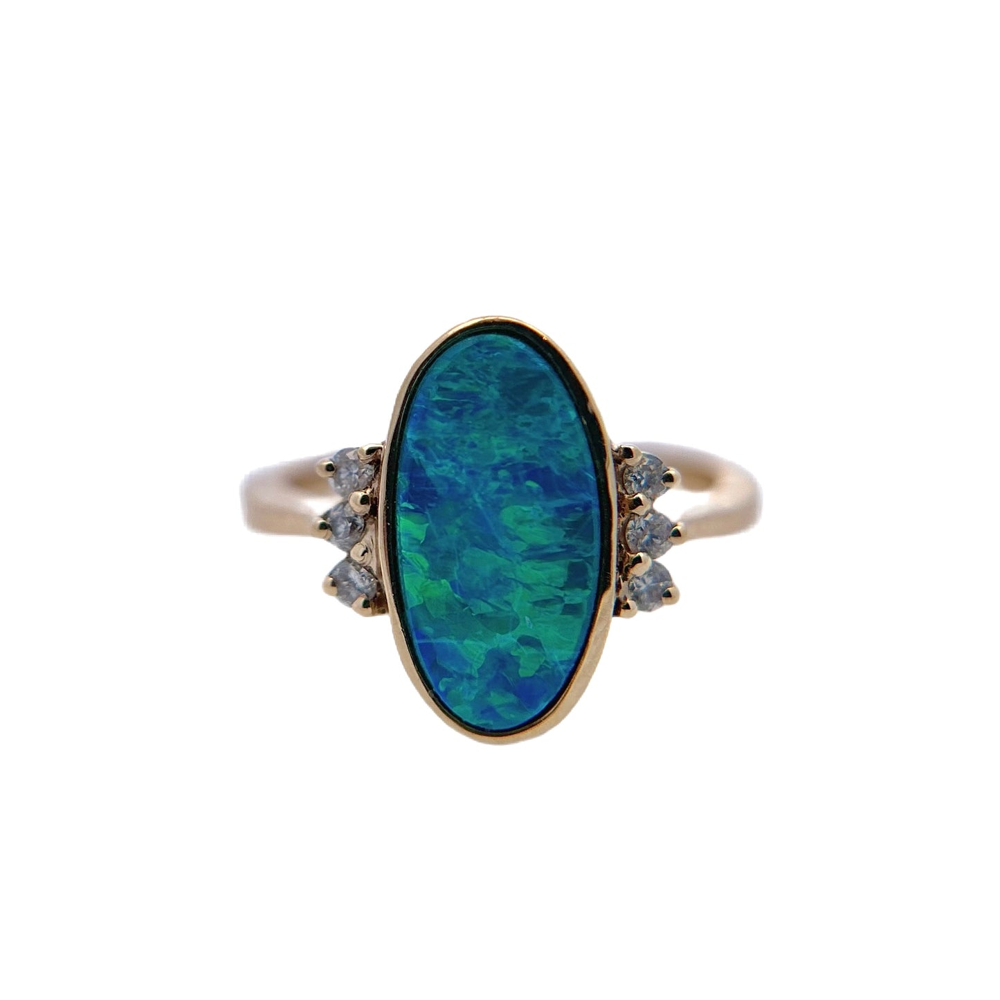 14K Yellow Gold Opal & Diamond Ring