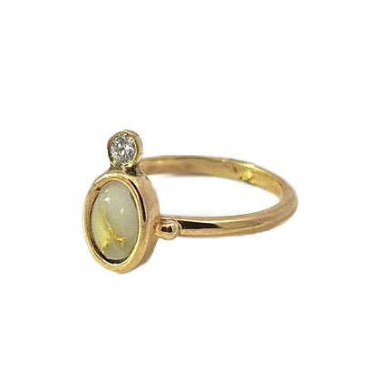 14K Yellow Gold Gold Quartz & Diamond Ring