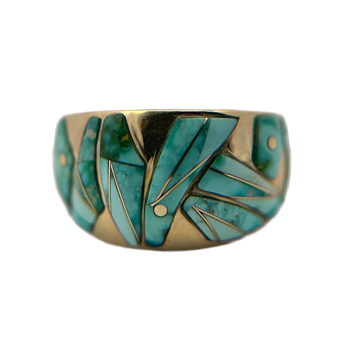 14K Yellow Gold Carico Lake Turquoise Ring