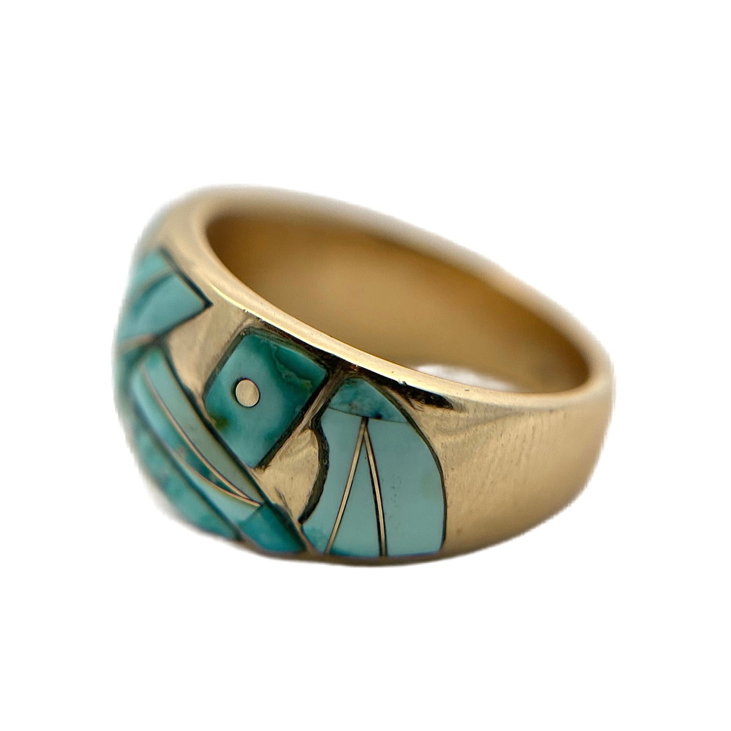 14K Yellow Gold Carico Lake Turquoise Ring